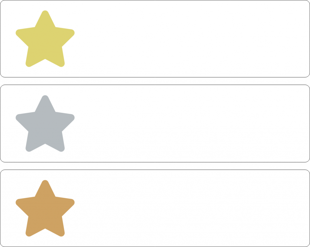 Die Darstellung einer Rangliste anhand von drei Plätzen (Gold, Silber, Bronze)