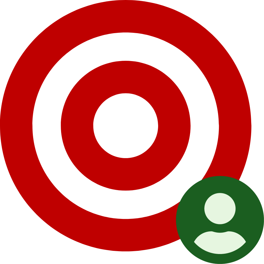 Eine Zielscheibe mit dem Icon einer Person davor. Dadurch wird das Erreichen von selbstgesetzten Zielen angedeutet